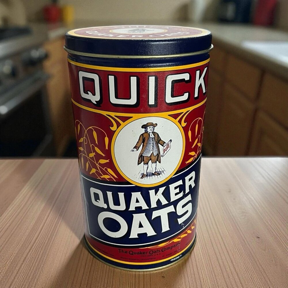 1990 QUICK QUAKER OATS Limited Edition Metal Canister (Near Perfect Condition)